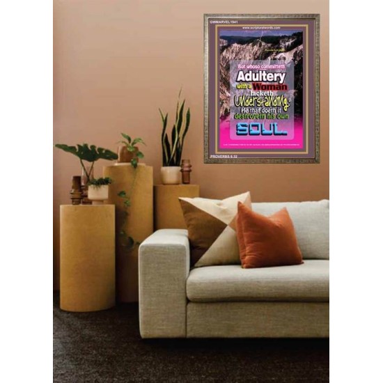 ADULTERY WITH A WOMAN   Large Frame Scripture Wall Art   (GWMARVEL1941)   