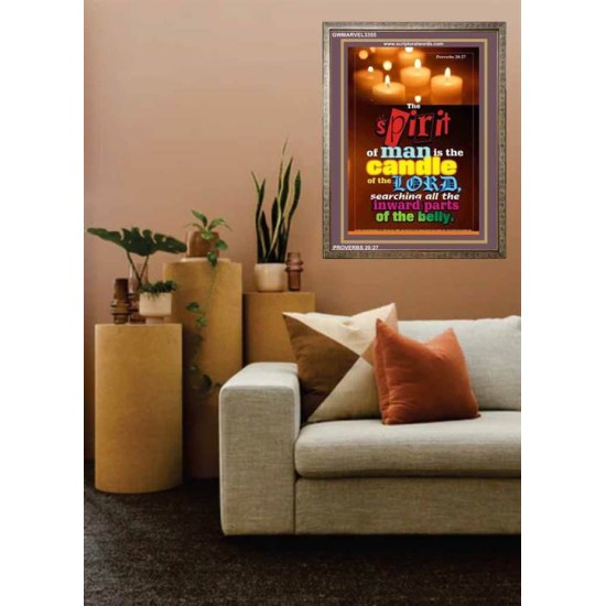 THE SPIRIT OF MAN IS THE CANDLE OF THE LORD   Framed Hallway Wall Decoration   (GWMARVEL3355)   