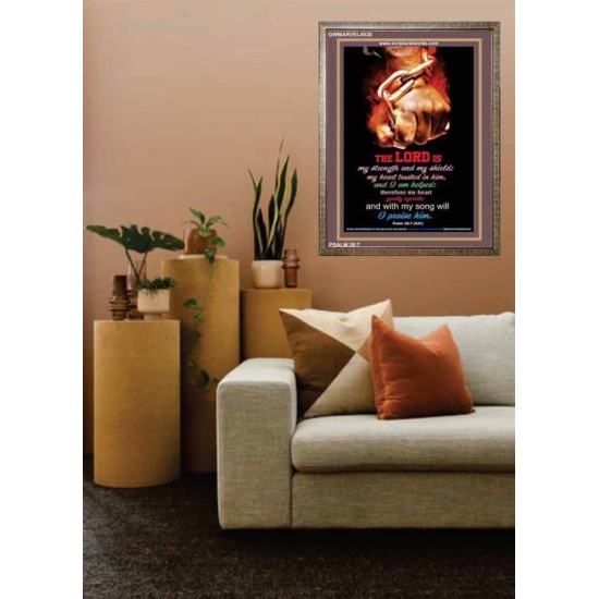 WITH MY SONG WILL I PRAISE HIM   Framed Sitting Room Wall Decoration   (GWMARVEL4538)   