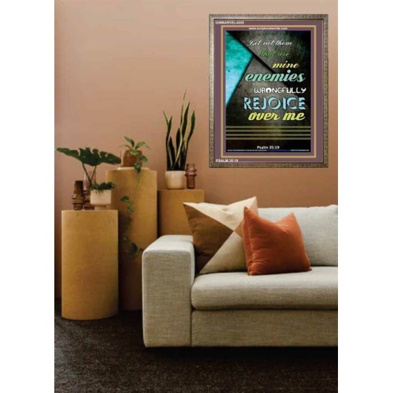WRONGFULLY REJOICE OVER ME   Acrylic Glass Frame Scripture Art   (GWMARVEL4555)   