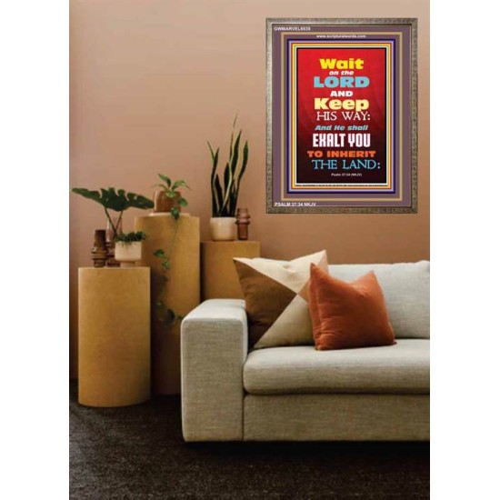 WAIT ON THE LORD   Bible Verses Wall Art Acrylic Glass Frame   (GWMARVEL6535)   