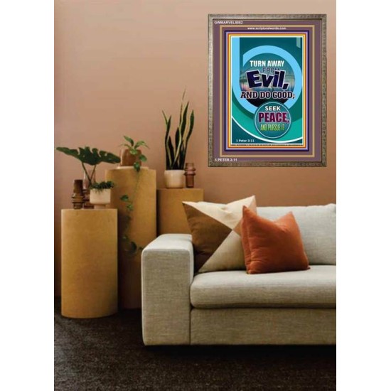 TURN AWAY FROM EVIL   Encouraging Bible Verses Framed   (GWMARVEL8082)   