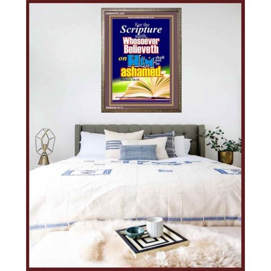 WHOSOEVER BELIEVETH   Acrylic Glass Frame Scripture Art   (GWMARVEL3297)   