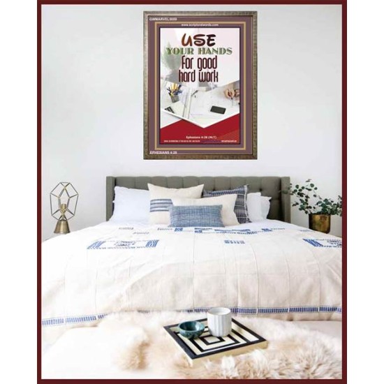 USE YOUR HANDS FOR GOOD HARD WORK   Bible Verse Wall Art Frame   (GWMARVEL5059)   