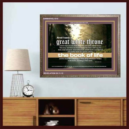 A GREAT WHITE THRONE   Inspirational Bible Verse Framed   (GWMARVEL1515)   