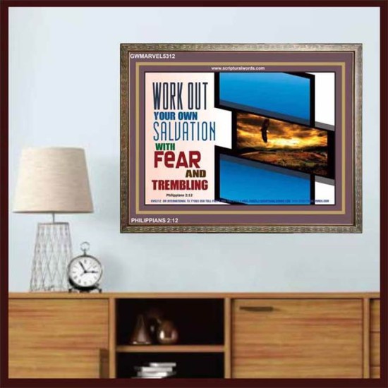 WORK OUT YOUR SALVATION   Biblical Art Acrylic Glass Frame   (GWMARVEL5312)   