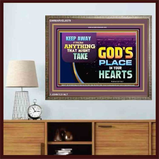 WHAT IS GOD'S PLACE IN YOUR HEART   Large Framed Scripture Wall Art   (GWMARVEL9379)   