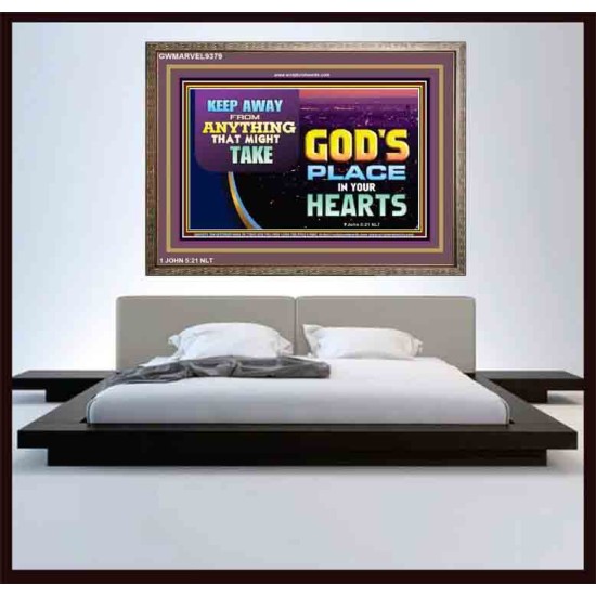 WHAT IS GOD'S PLACE IN YOUR HEART   Large Framed Scripture Wall Art   (GWMARVEL9379)   