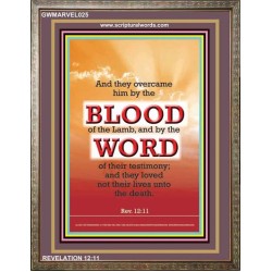 AWESOME POWER IN THE BLOOD OF THE LAMB   Large Frame Scripture Wall Art   (GWMARVEL025)   "31x36"