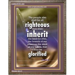 THE RIGHTEOUS SHALL INHERIT THE LAND   Scripture Wooden Frame   (GWMARVEL069)   
