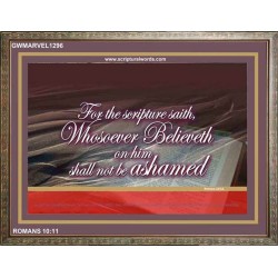 WHOSOEVER BELIEVETH   Custom Framed Scriptural ArtWork   (GWMARVEL1296)   "36x31"