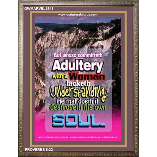 ADULTERY WITH A WOMAN   Large Frame Scripture Wall Art   (GWMARVEL1941)   