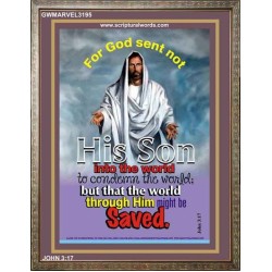 THE WORLD THROUGH HIM MIGHT BE SAVED   Bible Verse Frame Online   (GWMARVEL3195)   