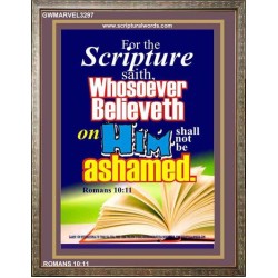 WHOSOEVER BELIEVETH   Acrylic Glass Frame Scripture Art   (GWMARVEL3297)   "36x31"