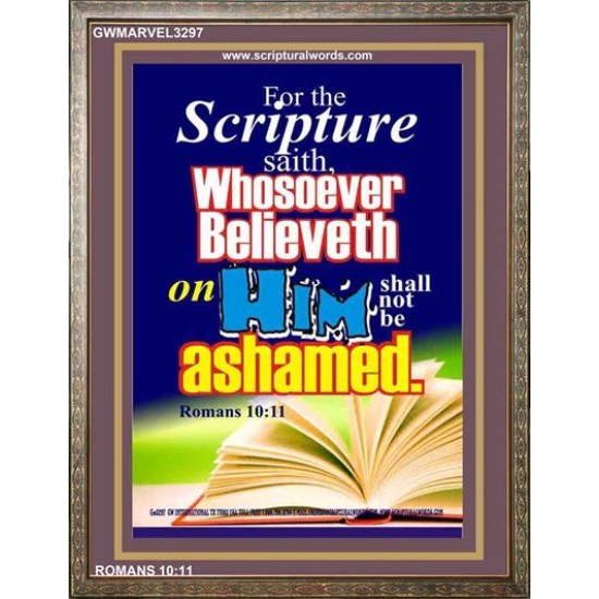 WHOSOEVER BELIEVETH   Acrylic Glass Frame Scripture Art   (GWMARVEL3297)   