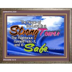 A STRONG TOWER   Encouraging Bible Verses Framed   (GWMARVEL3529)   "36x31"