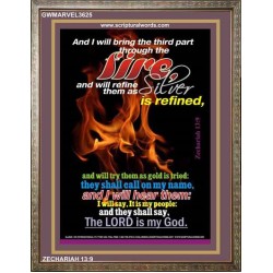 THROUGH THE FIRE   Scripture Art Wooden Frame   (GWMARVEL3625)   