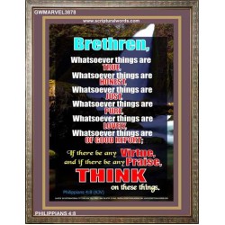 WHATSOEVER THINGS ARE TRUE   Scripture Wood Framed Signs   (GWMARVEL3878)   "36x31"