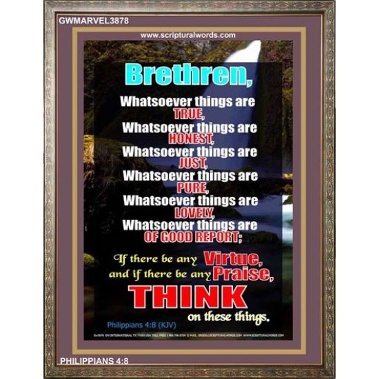 WHATSOEVER THINGS ARE TRUE   Scripture Wood Framed Signs   (GWMARVEL3878)   