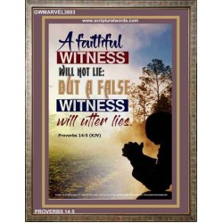 A FAITHFUL WITNESS   Encouraging Bible Verse Frame   (GWMARVEL3883)   "36x31"