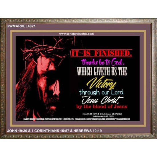 VICTORY BY THE BLOOD OF JESUS   Bible Scriptures on Love Acrylic Glass Frame   (GWMARVEL4021)   