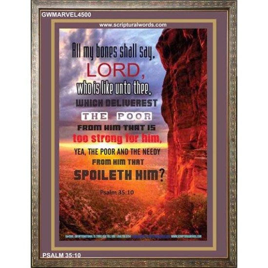 WHO IS LIKE UNTO THEE   Biblical Art Acrylic Glass Frame   (GWMARVEL4500)   