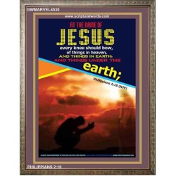 AT THE NAME OF JESUS   Contemporary Christian Wall Art Acrylic Glass frame   (GWMARVEL4530)   