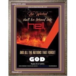 THE WICKED SHALL BE TURNED INTO HELL   Large Frame Scripture Wall Art   (GWMARVEL4994)   