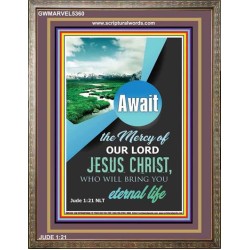 AWAIT THE MERCY OF OUR LORD JESUS CHRIST   Bible Scriptures on Forgiveness Acrylic Glass Frame   (GWMARVEL5360)   