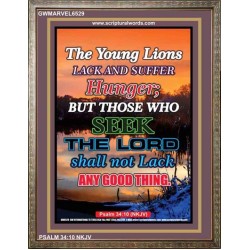 THE YOUNG LIONS LACK AND SUFFER   Acrylic Glass Frame Scripture Art   (GWMARVEL6529)   