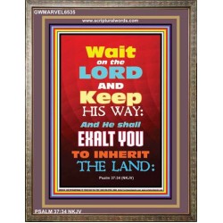 WAIT ON THE LORD   Bible Verses Wall Art Acrylic Glass Frame   (GWMARVEL6535)   "36x31"