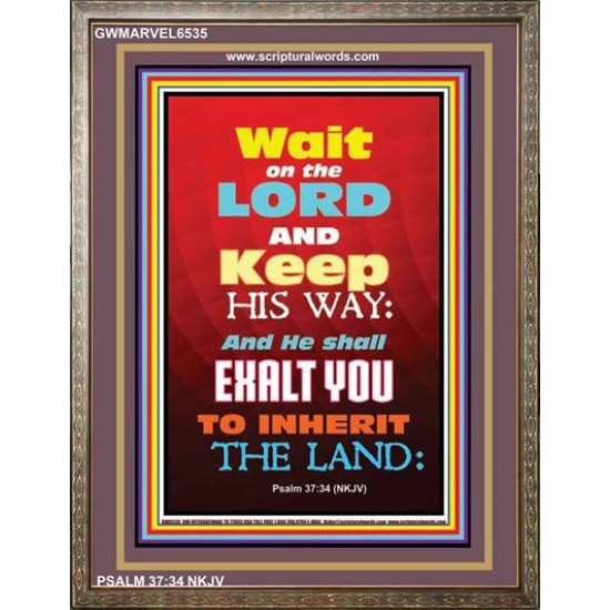 WAIT ON THE LORD   Bible Verses Wall Art Acrylic Glass Frame   (GWMARVEL6535)   