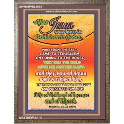 THEY BOWED DOWN AND WORSHIPED HIM   Scripture Art Wooden Frame   (GWMARVEL6878)   