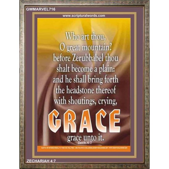 WHO ART THOU O GREAT MOUNTAIN   Bible Verse Frame Online   (GWMARVEL716)   