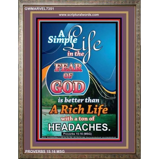 A SIMPLE LIFE   Biblical Art Acrylic Glass Frame   (GWMARVEL7351)   