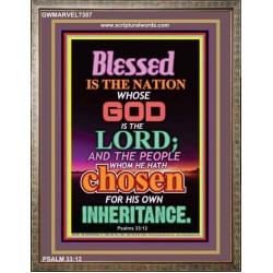THE NATION WHOSE GOD IS THE LORD   Framed Business Entrance Lobby Wall Decoration    (GWMARVEL7387)   
