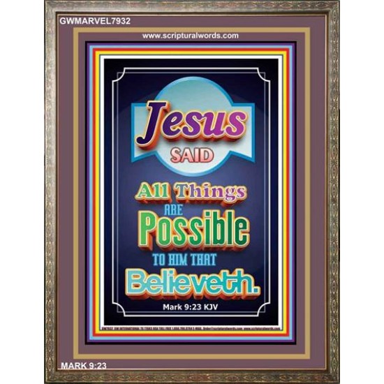 ALL THINGS ARE POSSIBLE   Bible Verses Wall Art Acrylic Glass Frame   (GWMARVEL7932)   