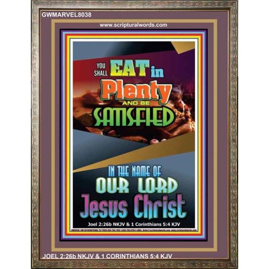 YOU SHALL EAT IN PLENTY   Bible Verses Frame for Home   (GWMARVEL8038)   