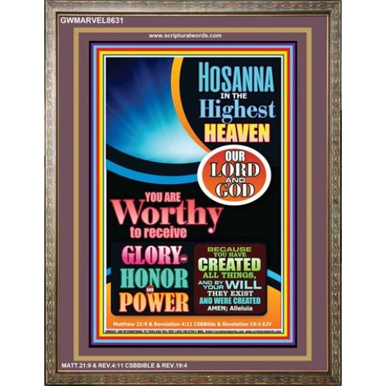WORTHY TO RECEIVE ALL GLORY   Acrylic Glass framed scripture art   (GWMARVEL8631)   