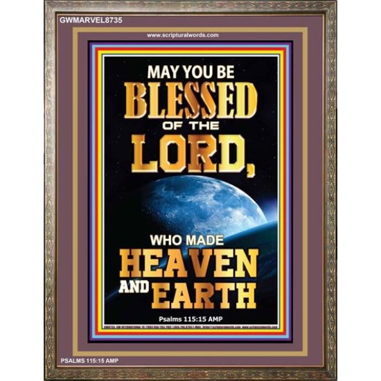 WHO MADE HEAVEN AND EARTH   Encouraging Bible Verses Framed   (GWMARVEL8735)   