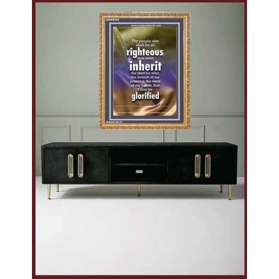 THE RIGHTEOUS SHALL INHERIT THE LAND   Scripture Wooden Frame   (GWMS069)   