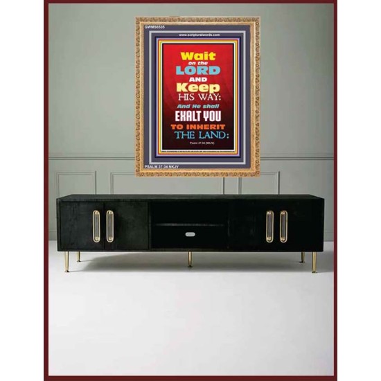 WAIT ON THE LORD   Bible Verses Wall Art Acrylic Glass Frame   (GWMS6535)   