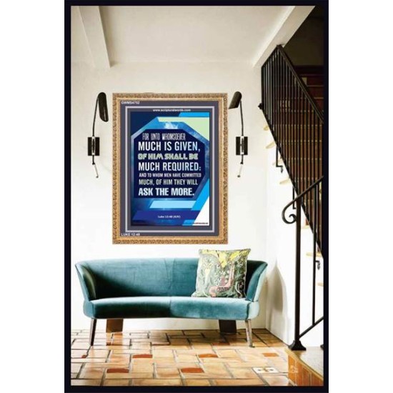 WHOMSOEVER MUCH IS GIVEN   Inspirational Wall Art Frame   (GWMS4752)   