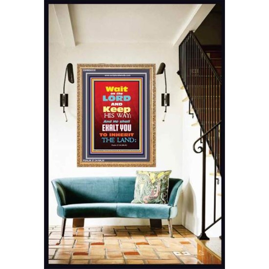 WAIT ON THE LORD   Bible Verses Wall Art Acrylic Glass Frame   (GWMS6535)   