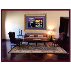 WHAT IS GOD'S PLACE IN YOUR HEART   Large Framed Scripture Wall Art   (GWMS9379)   "34x28"