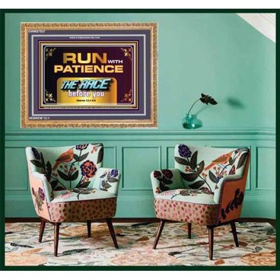 RUN WITH PATIENCE   Contemporary Christian Wall Art   (GWMS7837)   
