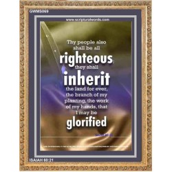 THE RIGHTEOUS SHALL INHERIT THE LAND   Scripture Wooden Frame   (GWMS069)   