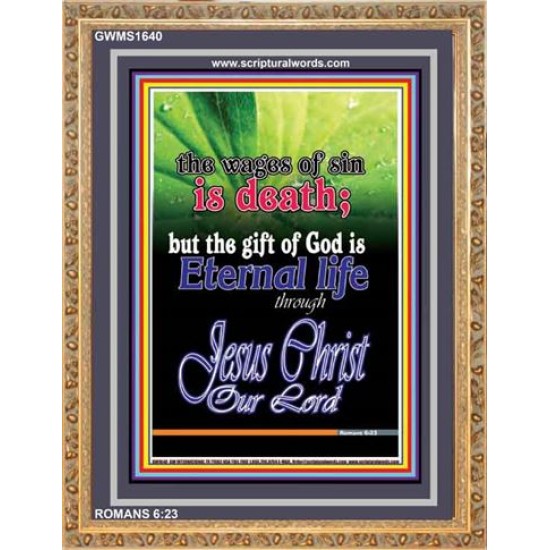 WAGES OF SIN IS DEATH   Christian Paintings Acrylic Glass Frame   (GWMS1640)   