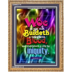 A TOWN WITH BLOOD?   Bible Verses Framed Art   (GWMS3170)   "28x34"