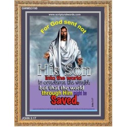 THE WORLD THROUGH HIM MIGHT BE SAVED   Bible Verse Frame Online   (GWMS3195)   